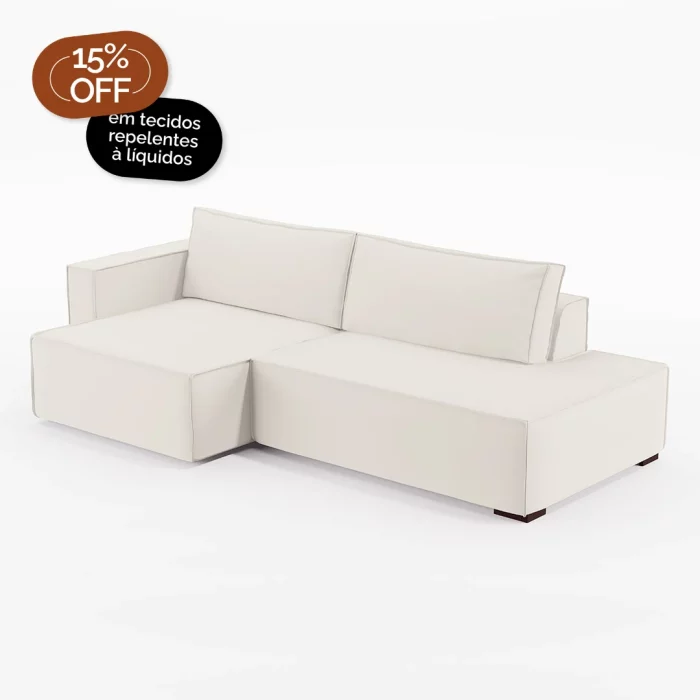 Sofá Clausi 2 Lugares Com Assento Retrátil Término em Chaise e Braço Direito - Imagem 1