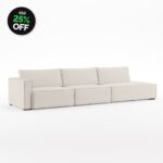 Sofá Clausi 3 Lugares Com Assentos Retráteis Braço Lateral Direito