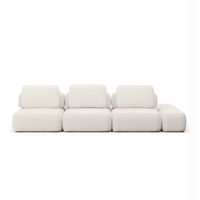 Sofá Modular Bono 3 Módulos Com Puff Lateral e Encosto Solto - Imagem 1