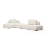 Sofá Modular Bono 2 Módulos Com Puff Central e Encosto Solto