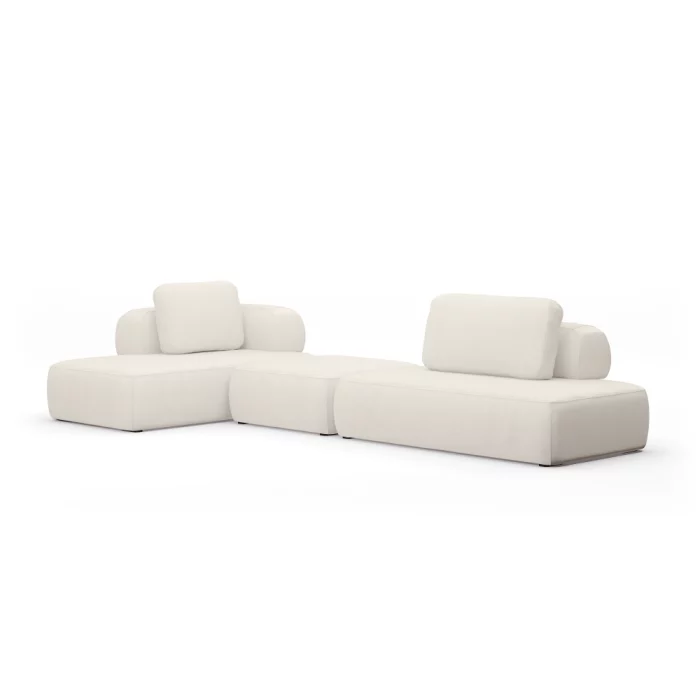 Sofá Modular Bono 2 Módulos Com Puff Central e Encosto Solto - Imagem 1