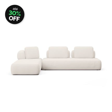 Sofá Modular Bono 2 Módulos Com Assento em Chaise e Encosto Solto
