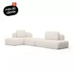 Sofá Modular Bono 2 Módulos Com Puff Central e Encosto Solto