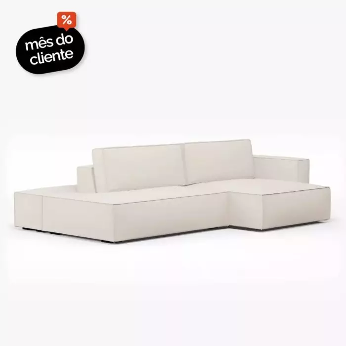Sofá 2 Lugares Clausi em Ilha Com Puff Assento Retrátil - Imagem 1