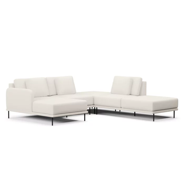 Sofá 5 Lugares Veso Canto Com Assento em Chaise e Puff - Imagem 6