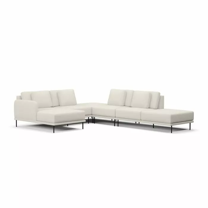 Sofá 6 Lugares Veso Com Assento em Chaise e Puff Canto - Imagem 1