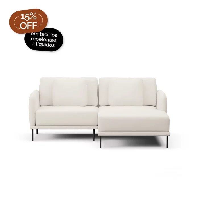 Sofá 2 Lugares Veso Com 1 Assento em Chaise - Imagem 1