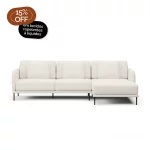 Sofá 3 Lugares Veso Assento Fixo Com Chaise