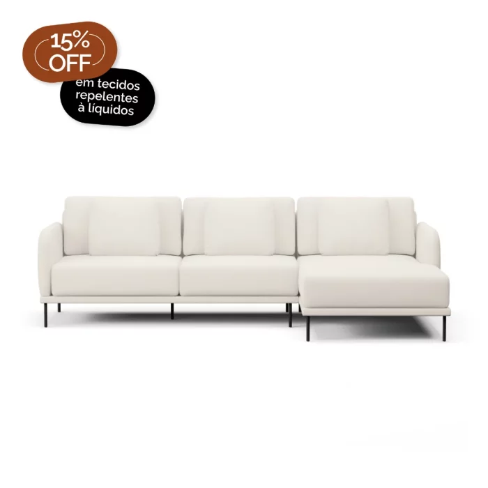 Sofá 3 Lugares Veso Assento Fixo Com Chaise - Imagem 1