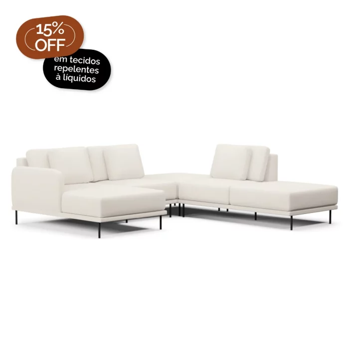 Sofá 5 Lugares Veso Canto Com Assento em Chaise e Puff - Imagem 1