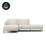 Sofá 2 Lugares Veso Com Chaise e Puff