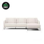 Sofá 3 Lugares Veso Assento Fixo Com Chaise