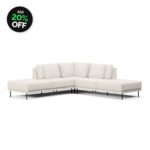 Sofá 5 Lugares Veso Assento Fixo Canto Com Puff