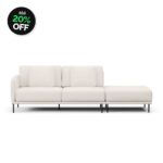 Sofá 2 Lugares Veso Assento Fixo Com Puff