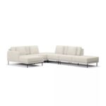 Sofá 6 Lugares Veso Com Assento em Chaise e Puff Canto