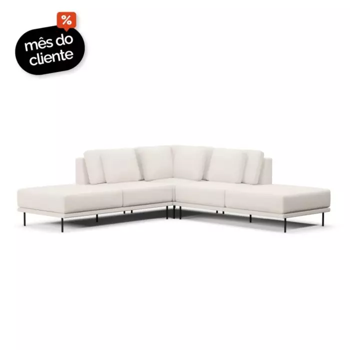 Sofá 5 Lugares Veso Assento Fixo Canto Com Puff - Imagem 1