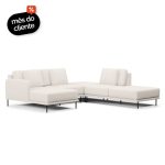 Sofá 5 Lugares Veso Canto Com Assento em Chaise e Puff