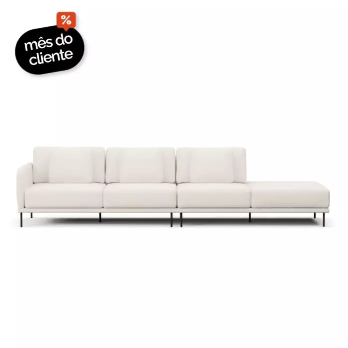Sofá 4 Lugares Veso Assento Fixo Com Puff - Imagem 1