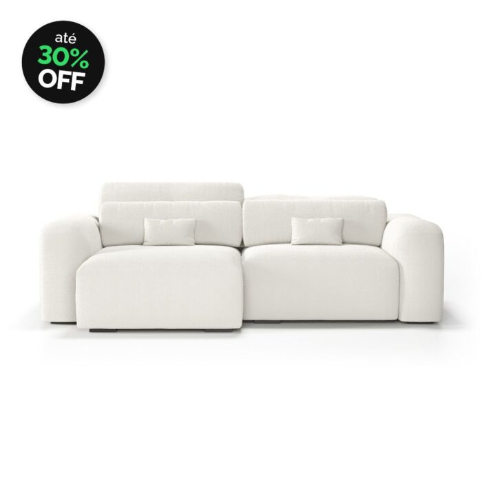 Sofá 2 Lugares Com Chaise IA Bold Com Almofadas Soltas - Imagem 1