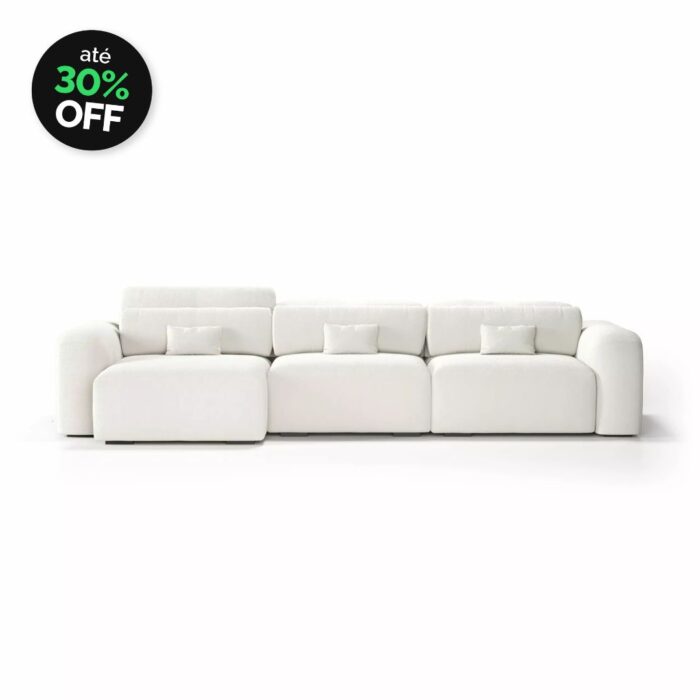 Sofá IA Bold 3 Lugares Com Encosto Reclinável e Assento em Chaise - Imagem 1