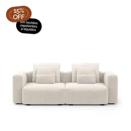 Sofá Glow 2 Lugares Retrátil com Encosto Fixo e Braço de 30cm