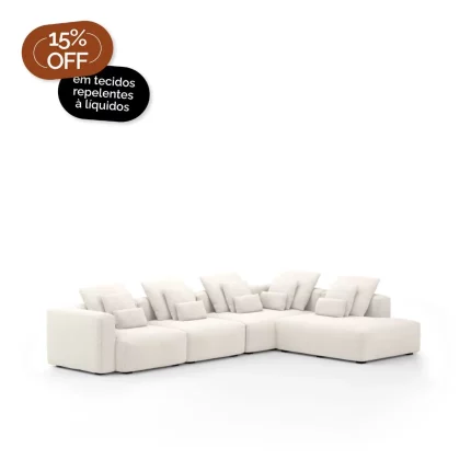 Sofá Glow 4 Lugares Assento Retrátil Encosto Fixo e Braço Lateral Direito 20cm