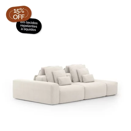 Sofá Glow Ilha 2 Módulos Com Puff e Encosto Automático