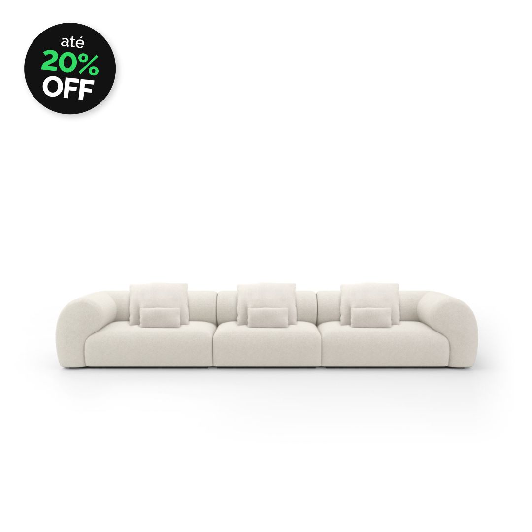 _BLACK (30) Sofá Aron 3 Módulos Assento e Encosto Fixo - Imagem 1