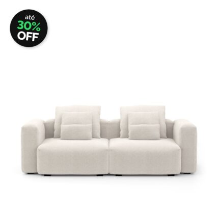 Sofá Glow 2 Lugares Retrátil com Encosto Fixo e Braço de 30cm