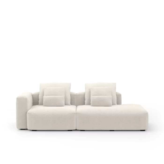 Sofá Glow 2 Lugares Com Chaise Encosto Fixo e Braço Lateral Direito 30cm - Imagem 1