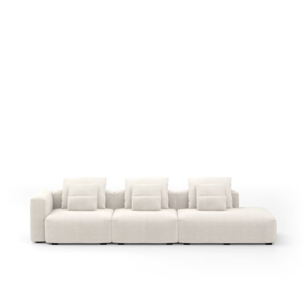 Sofá Glow 3 Lugares Com Chaise Encosto Fixo e Braço Lateral Direito 20cm