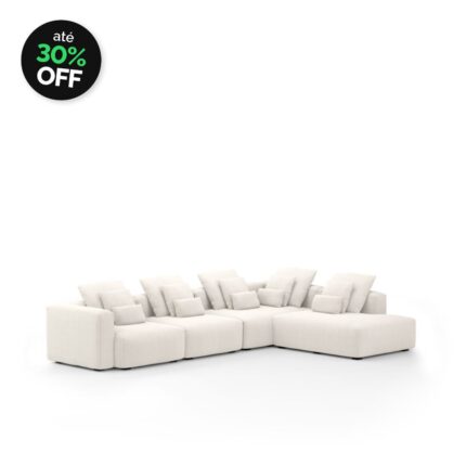Sofá Glow 4 Lugares Assento Retrátil Encosto Fixo e Braço Lateral Direito 30cm