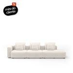 Sofá Glow 3 Lugares Com Chaise Encosto Fixo e Braço Lateral Direito 20cm