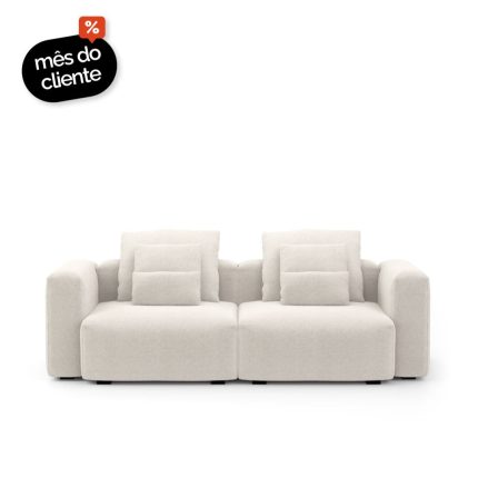 Sofá Glow 2 Lugares Retrátil com Encosto Fixo e Braço de 20cm