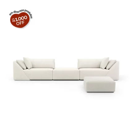 Sofá Vert 2 Módulos Com Puff Frontal