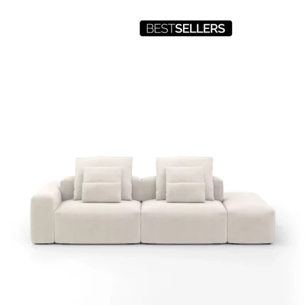 Sofá Glow 2 Módulos Ilha Com Puff Braço Direito 30cm e Encosto Automático