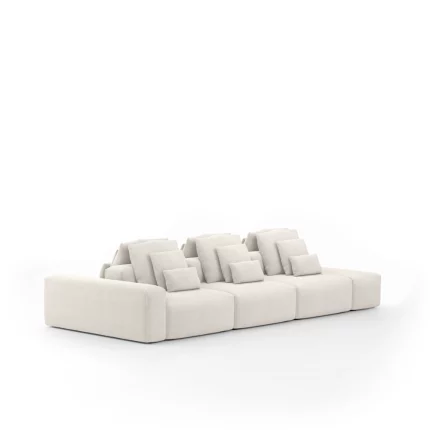 Sofá Glow 3 Módulos Ilha Com Puff Braço Direito 30cm e Encosto Automático