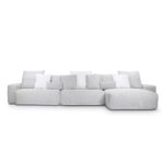 Sofá Glow 3 Lugares Com Chaise Encosto Fixo e Braço 20cm