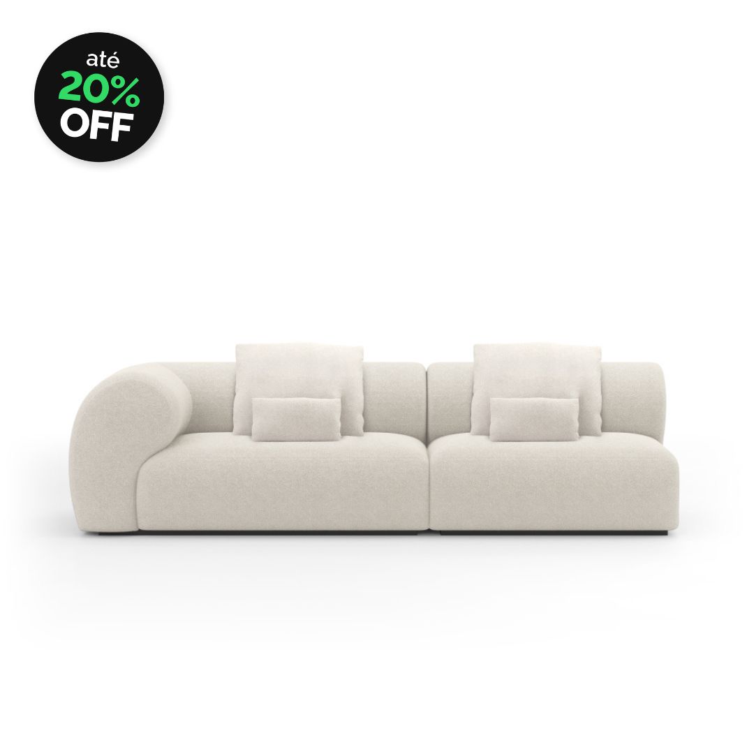 _BLACK (29) Sofá Aron 2 Módulos Com Braço Lateral Direito e Encosto Fixo - Imagem 1