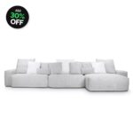 Sofá Glow 3 Lugares Com Chaise Encosto Fixo e Braço 20cm