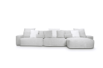 Sofá Glow 3 Lugares Com Chaise Encosto Fixo e Braço 30cm
