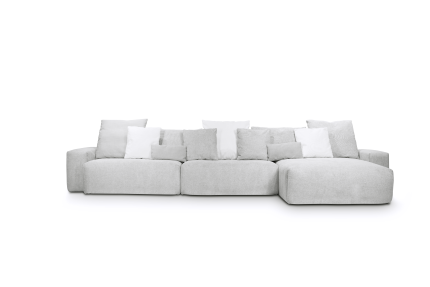 Sofá Glow 3 Lugares Com Chaise Encosto Fixo e Braço 20cm