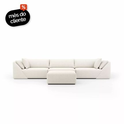Sofá Vert 3 Módulos Com Puff Frontal