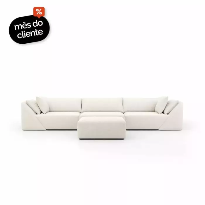 Sofá Vert 3 Módulos Com Puff Frontal - Imagem 1