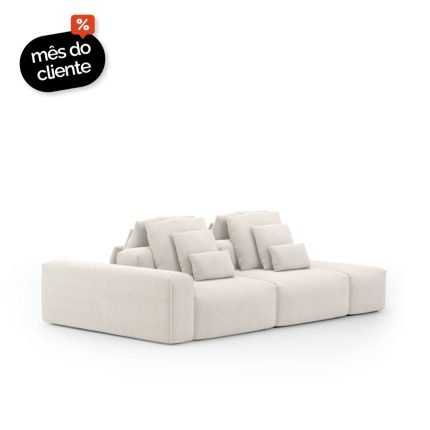 Sofá Glow Ilha 2 Módulos Com Puff e Encosto Automático