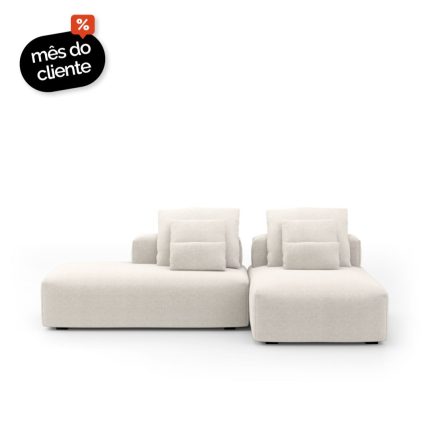 Sofá Glow 2 Módulos Com Encosto Solto