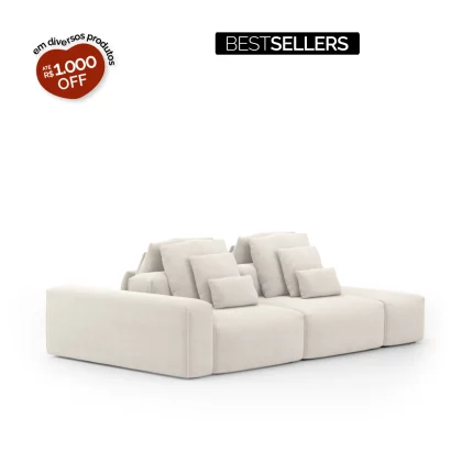 Sofá Glow Ilha Com Puff Lateral e Encosto Automático
