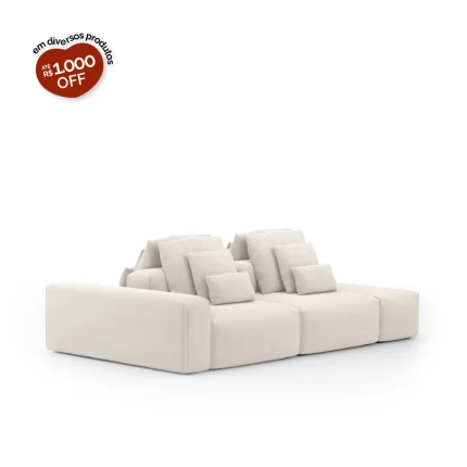 Sofá Glow Ilha 2 Módulos Com Puff e Encosto Automático