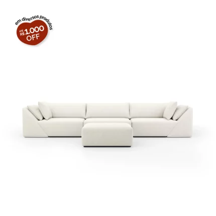 Sofá Vert 3 Módulos Com Puff Frontal