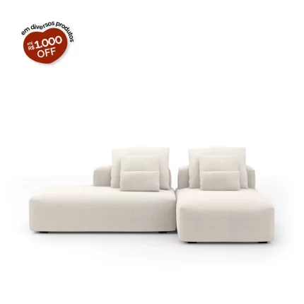 Sofá Glow 2 Módulos Com Encosto e Almofadas Soltas